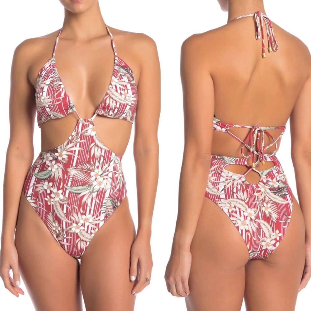 Dolce Vita Desert Rose Lace Up One Piece Swimsuit